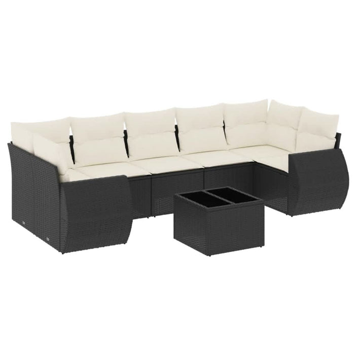 Set mobilier de grădină cu perne, 8 piese, negru, poliratan - WALTI WALTI