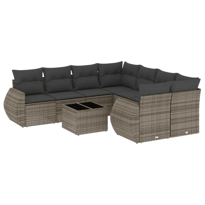 Set canapele de grădină, 9 piese, cu perne, gri, poliratan - WALTI WALTI