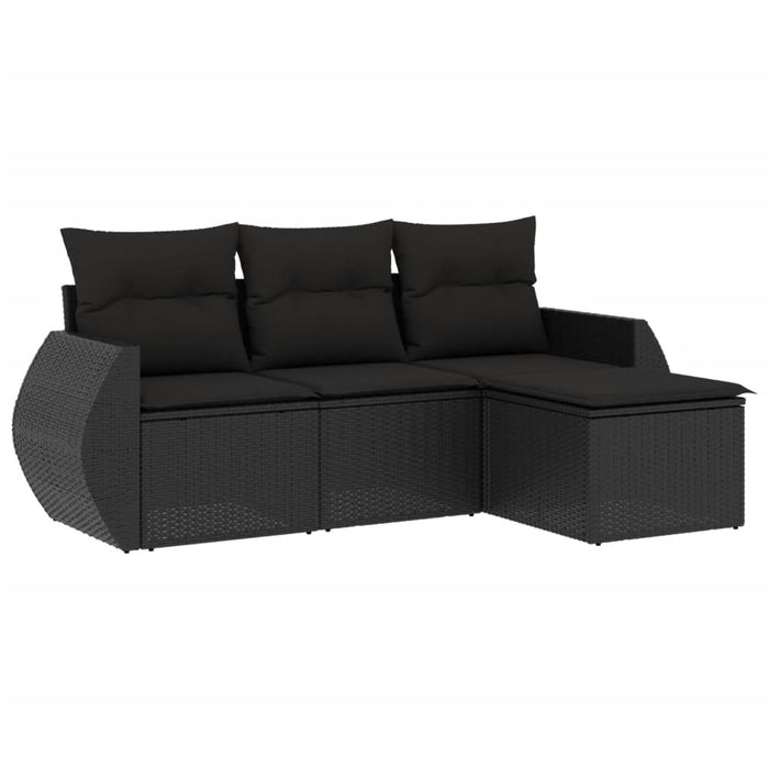 Set mobilier de grădină cu perne, 4 piese, negru, poliratan - WALTI WALTI