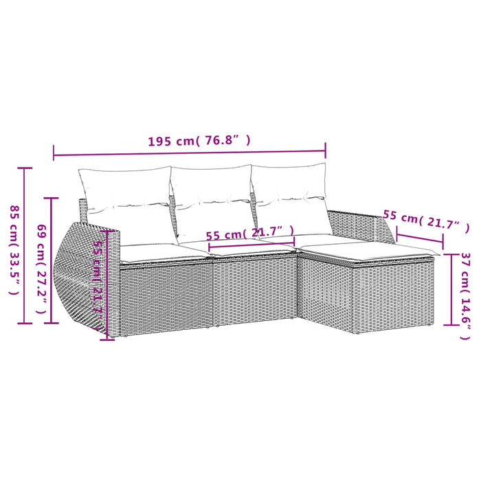 Set canapele de grădină, 4 piese, cu perne, bej, poliratan - WALTI WALTI