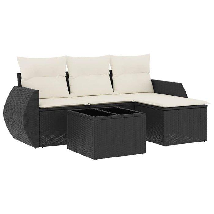 Set mobilier de grădină cu perne, 5 piese, negru, poliratan - WALTI WALTI