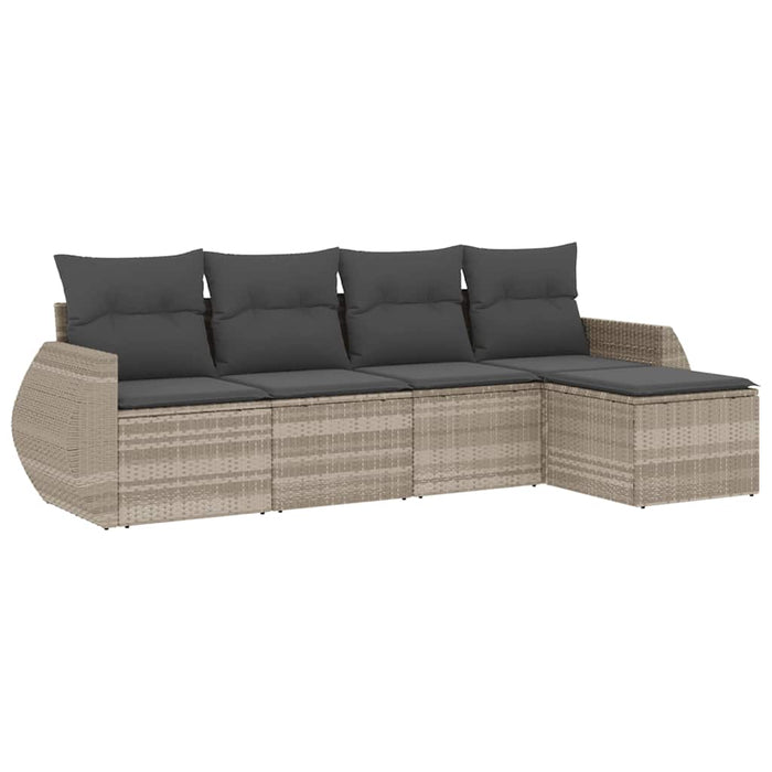 Set canapele de grădină cu perne, 5 piese gri deschis poliratan WALTI