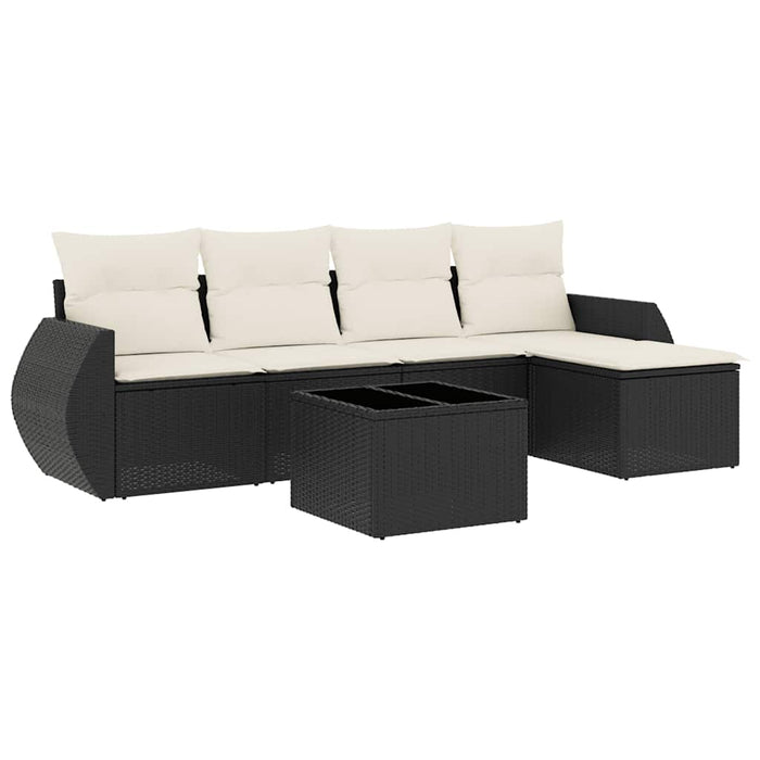Set mobilier de grădină cu perne, 6 piese, negru, poliratan - WALTI WALTI