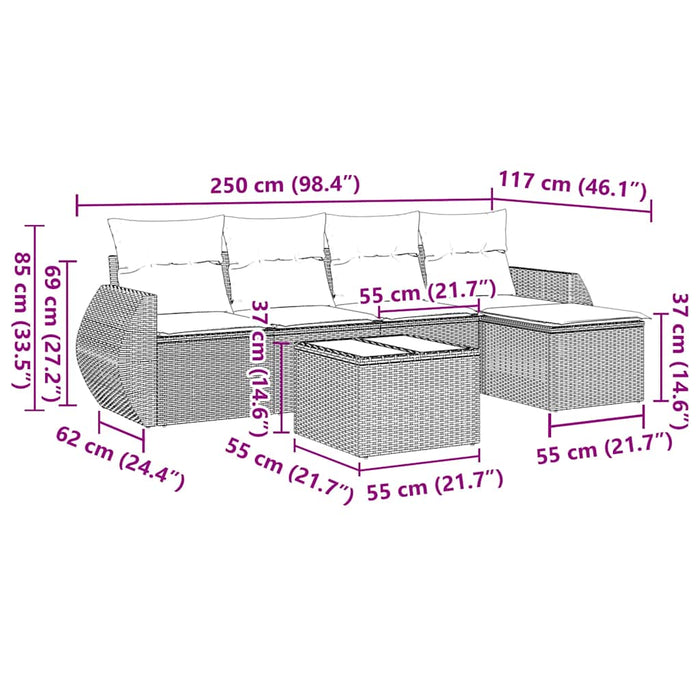 Set mobilier de grădină cu perne, 6 piese, negru, poliratan - WALTI WALTI
