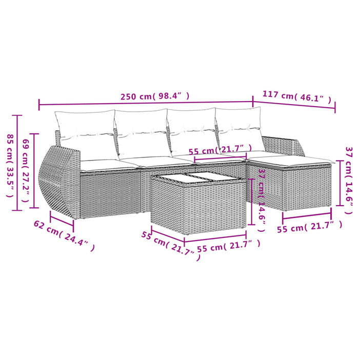 Set mobilier grădină cu perne, 6 piese, gri, poliratan - WALTI WALTI