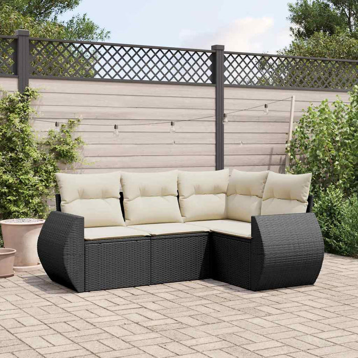 Set mobilier de grădină cu perne, 4 piese, negru, poliratan - WALTI WALTI