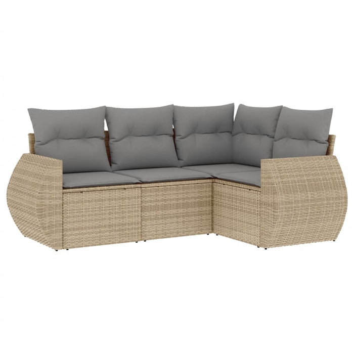 Set canapele de grădină, 4 piese, cu perne, bej, poliratan WALTI