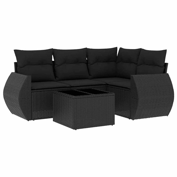 Set mobilier de grădină cu perne, 5 piese, negru, poliratan - WALTI WALTI