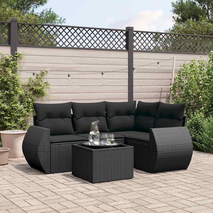 Set mobilier de grădină cu perne, 5 piese, negru, poliratan - WALTI WALTI