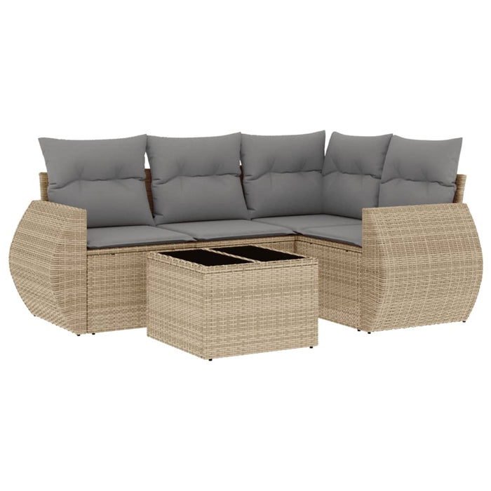 Set canapele de grădină cu perne, 5 piese, bej, poliratan WALTI