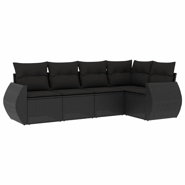Set mobilier de grădină cu perne, 5 piese, negru, poliratan - WALTI WALTI