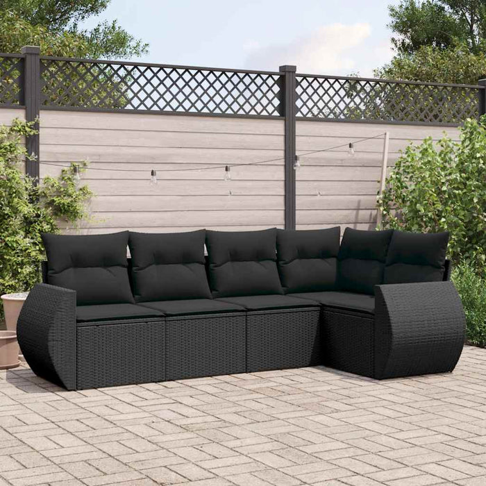 Set mobilier de grădină cu perne, 5 piese, negru, poliratan - WALTI WALTI