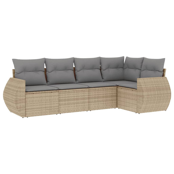 Set canapele de grădină cu perne, 5 piese, bej, poliratan WALTI