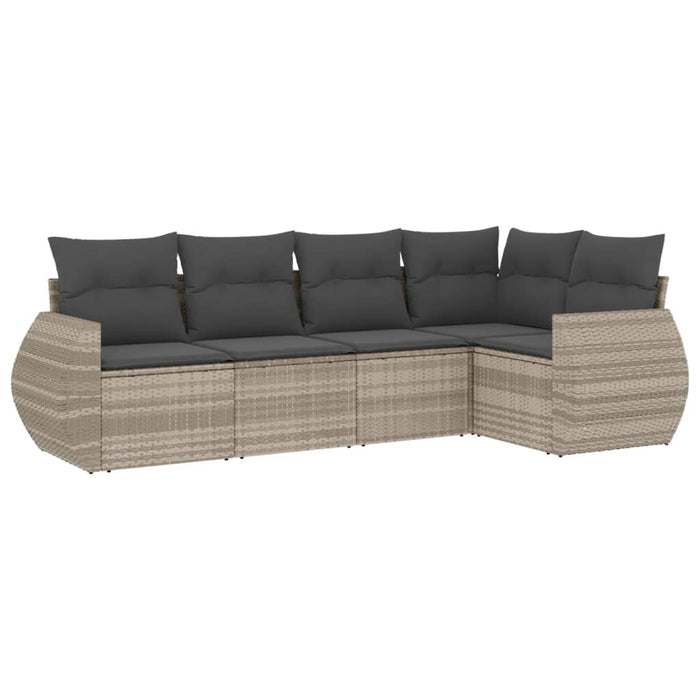 Set canapele de grădină cu perne, 5 piese gri deschis poliratan WALTI