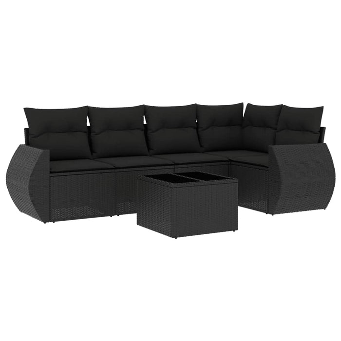 Set mobilier de grădină cu perne, 6 piese, negru, poliratan - WALTI WALTI