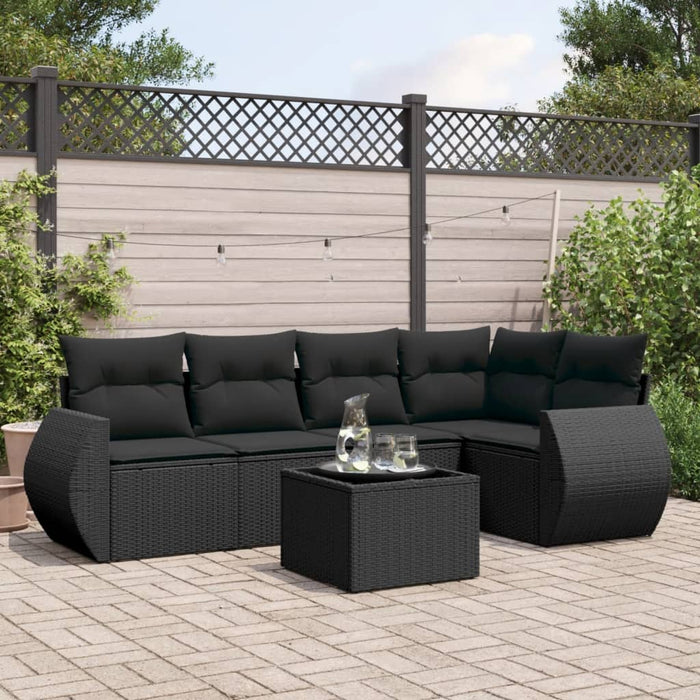 Set mobilier de grădină cu perne, 6 piese, negru, poliratan - WALTI WALTI