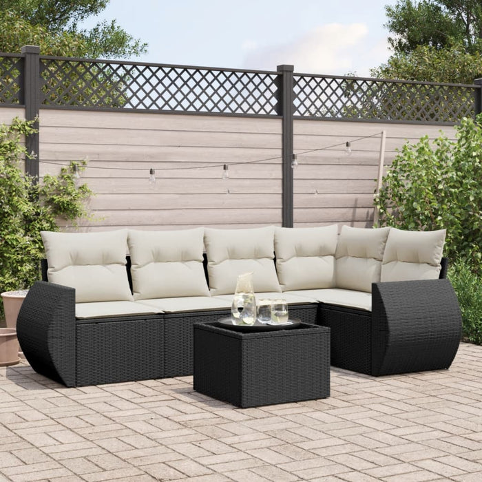 Set mobilier de grădină cu perne, 6 piese, negru, poliratan - WALTI WALTI