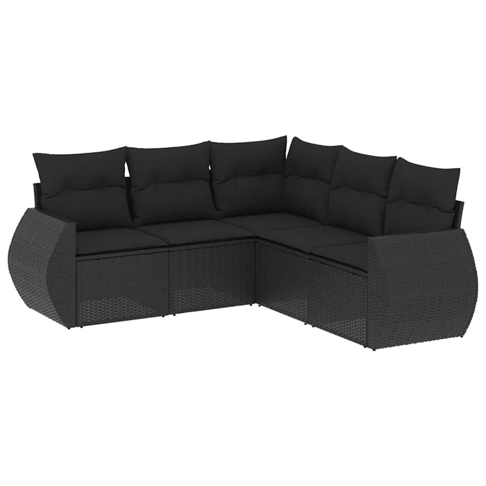 Set mobilier de grădină cu perne, 5 piese, negru, poliratan - WALTI WALTI