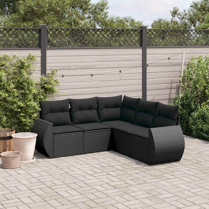 Set mobilier de grădină cu perne, 5 piese, negru, poliratan - WALTI WALTI