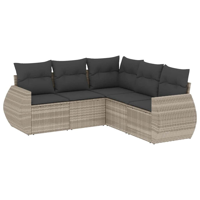 Set canapele de grădină cu perne, 5 piese gri deschis poliratan - WALTI WALTI