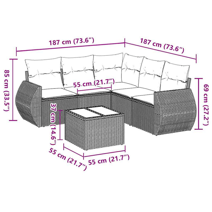 Set mobilier de grădină cu perne, 6 piese, negru, poliratan - WALTI WALTI
