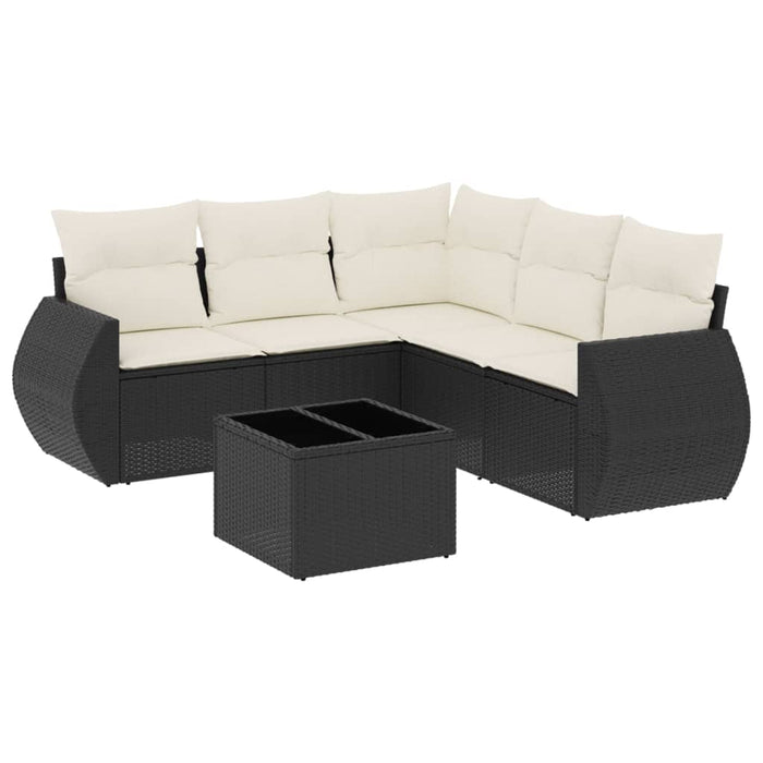 Set mobilier de grădină cu perne, 6 piese, negru, poliratan - WALTI WALTI