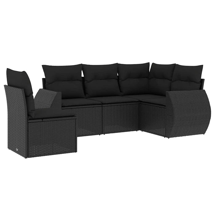 Set mobilier de grădină cu perne, 5 piese, negru, poliratan - WALTI WALTI