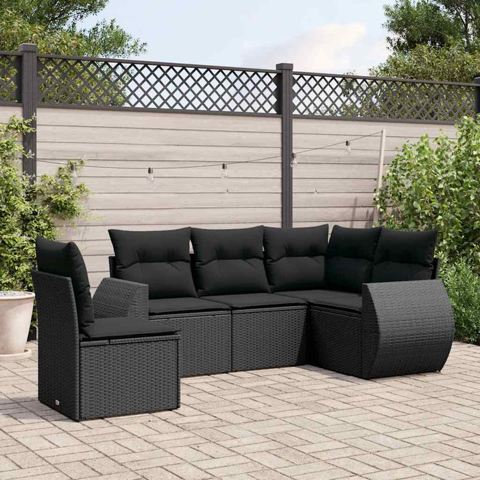 Set mobilier de grădină cu perne, 5 piese, negru, poliratan - WALTI WALTI