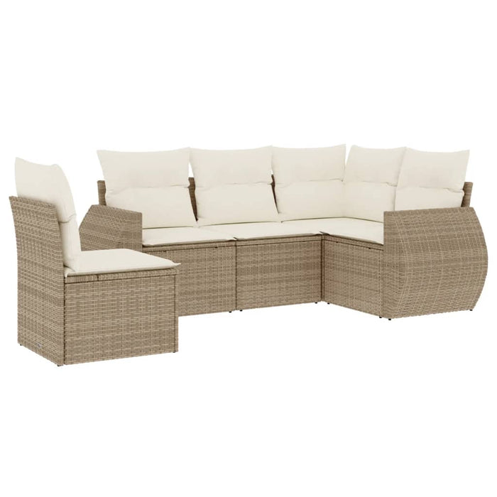 Set canapele de grădină cu perne, 5 piese, bej, poliratan WALTI