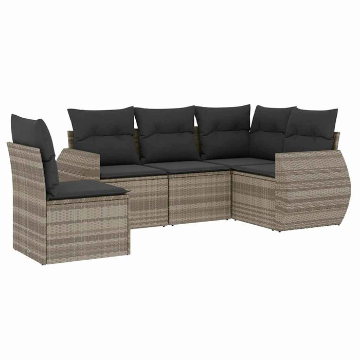 Set canapele de grădină cu perne, 5 piese gri deschis poliratan - WALTI WALTI