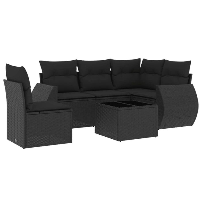 Set mobilier de grădină cu perne, 6 piese, negru, poliratan - WALTI WALTI