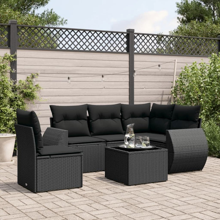 Set mobilier de grădină cu perne, 6 piese, negru, poliratan - WALTI WALTI