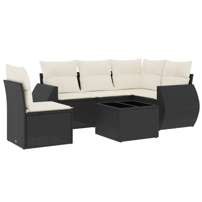 Set mobilier de grădină cu perne, 6 piese, negru, poliratan - WALTI WALTI