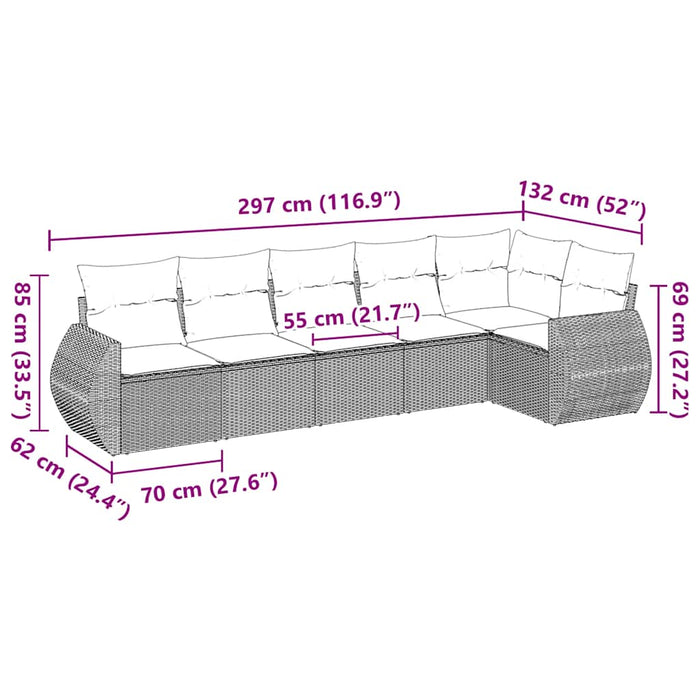 Set mobilier de grădină cu perne, 6 piese, negru, poliratan - WALTI WALTI