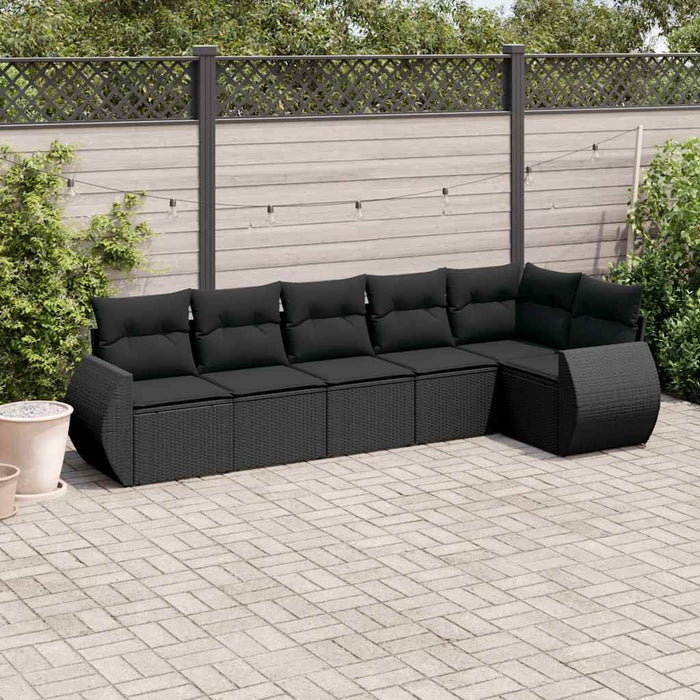 Set mobilier de grădină cu perne, 6 piese, negru, poliratan - WALTI WALTI