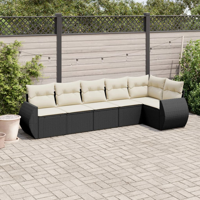 Set mobilier de grădină cu perne, 6 piese, negru, poliratan - WALTI WALTI