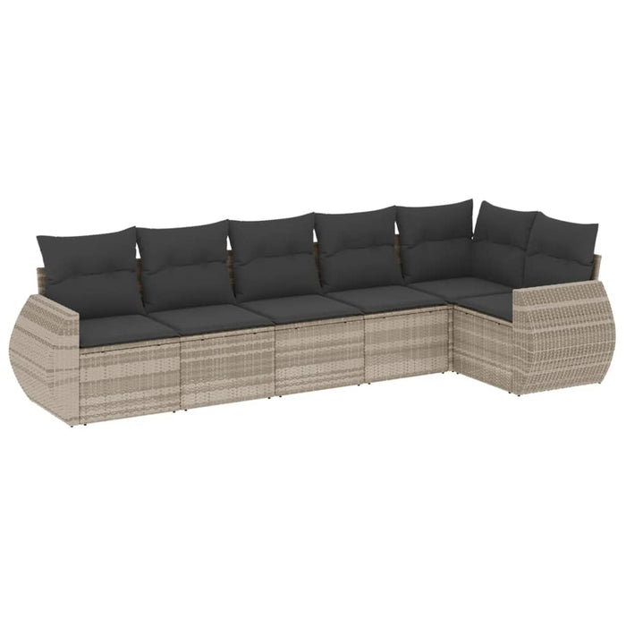 Set canapele de grădină cu perne, 6 piese gri deschis poliratan - WALTI WALTI