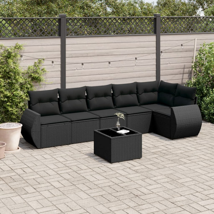 Set canapele de grădină cu perne, 7 piese, negru, poliratan - WALTI WALTI