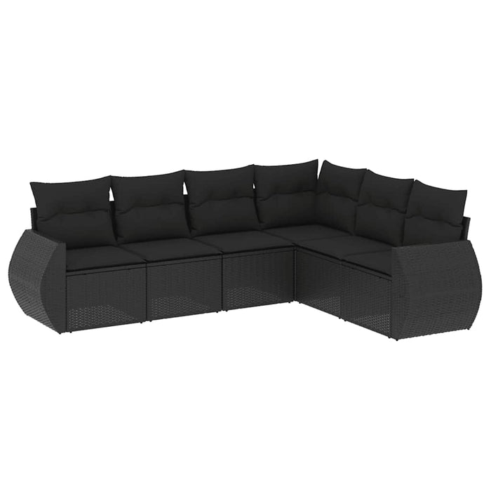 Set mobilier de grădină cu perne, 6 piese, negru, poliratan - WALTI WALTI
