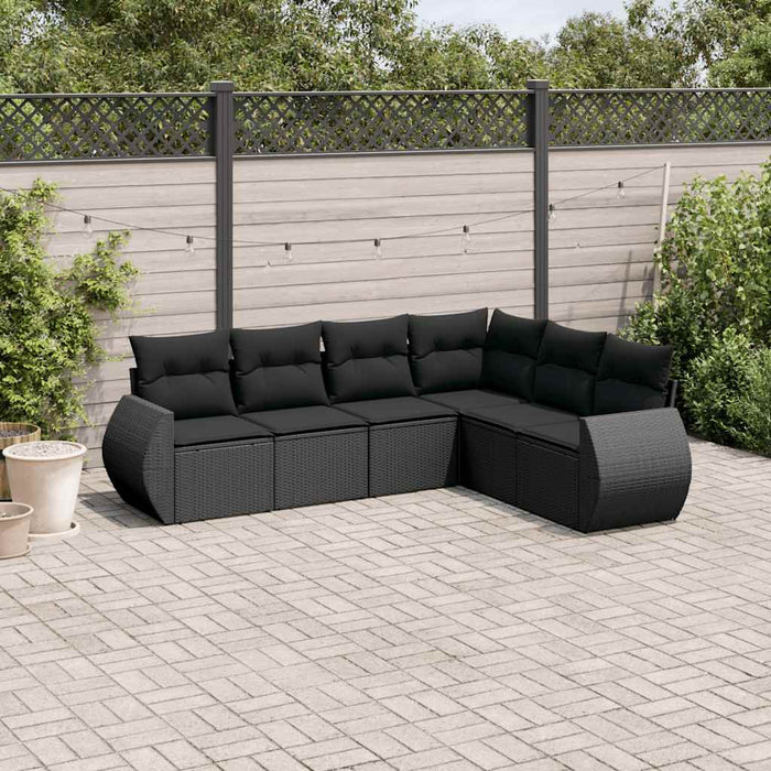 Set mobilier de grădină cu perne, 6 piese, negru, poliratan - WALTI WALTI
