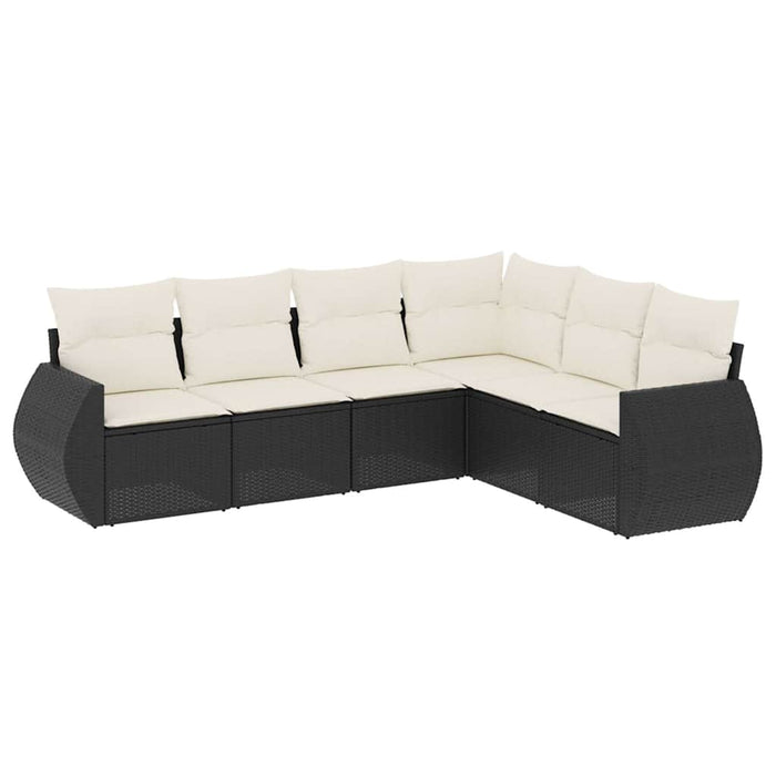 Set mobilier de grădină cu perne, 6 piese, negru, poliratan - WALTI WALTI