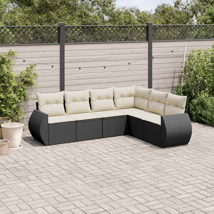 Set mobilier de grădină cu perne, 6 piese, negru, poliratan - WALTI WALTI