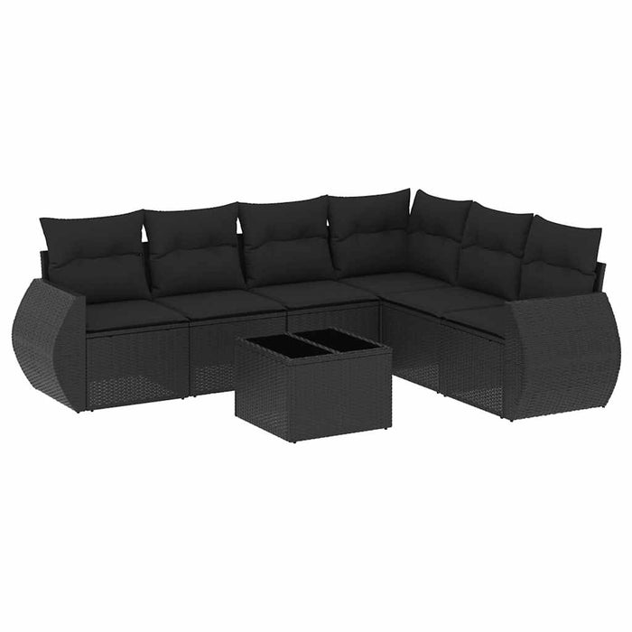 Set canapele de grădină cu perne, 7 piese, negru, poliratan - WALTI WALTI