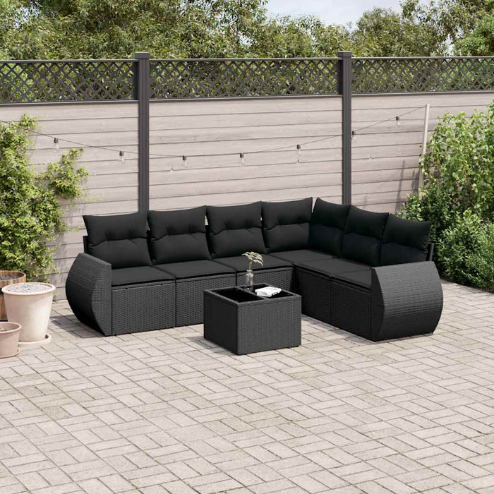 Set canapele de grădină cu perne, 7 piese, negru, poliratan - WALTI WALTI