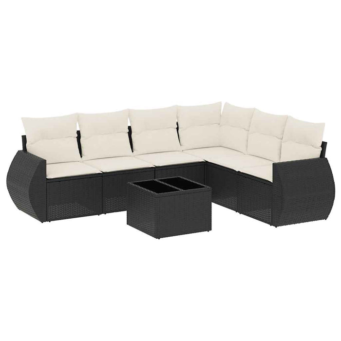 Set canapele de grădină cu perne, 7 piese, negru, poliratan - WALTI WALTI
