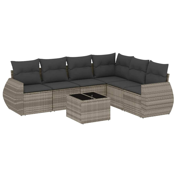 Set canapele de grădină cu perne, 7piese gri deschis poliratan WALTI
