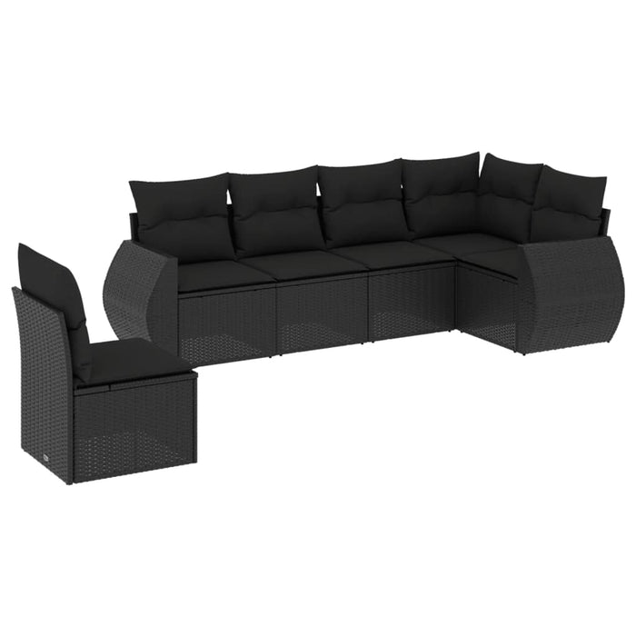 Set mobilier de grădină cu perne, 6 piese, negru, poliratan - WALTI WALTI