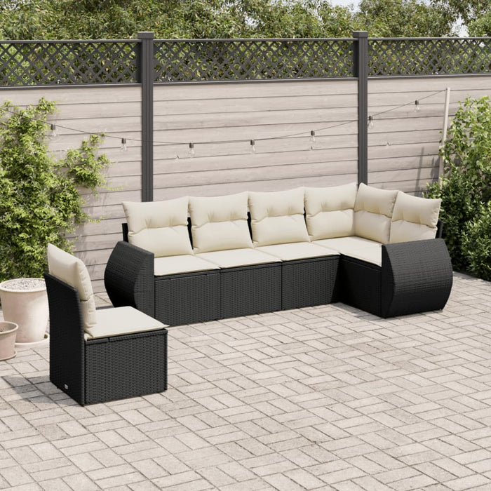 Set mobilier de grădină cu perne, 6 piese, negru, poliratan - WALTI WALTI