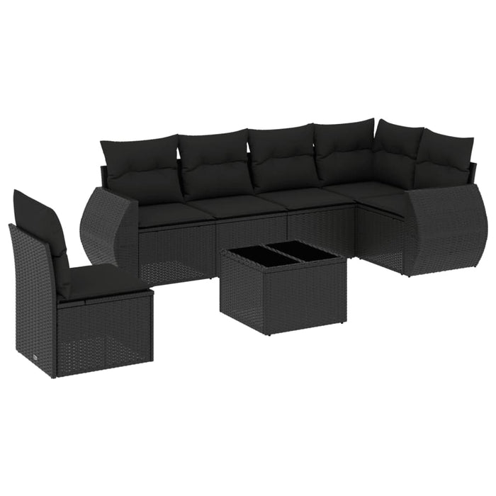 Set canapele de grădină cu perne, 7 piese, negru, poliratan - WALTI WALTI
