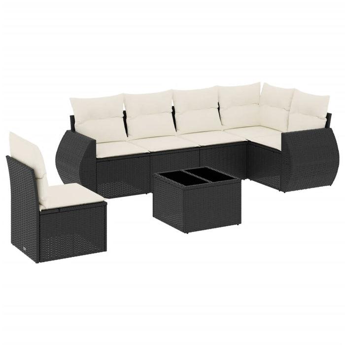 Set canapele de grădină cu perne, 7 piese, negru, poliratan - WALTI WALTI